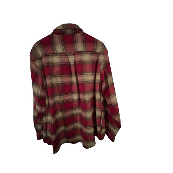 Orvis Mens Red & Beige Plaid Button-Up Flannel Shacket XL - Picture 2 of 4